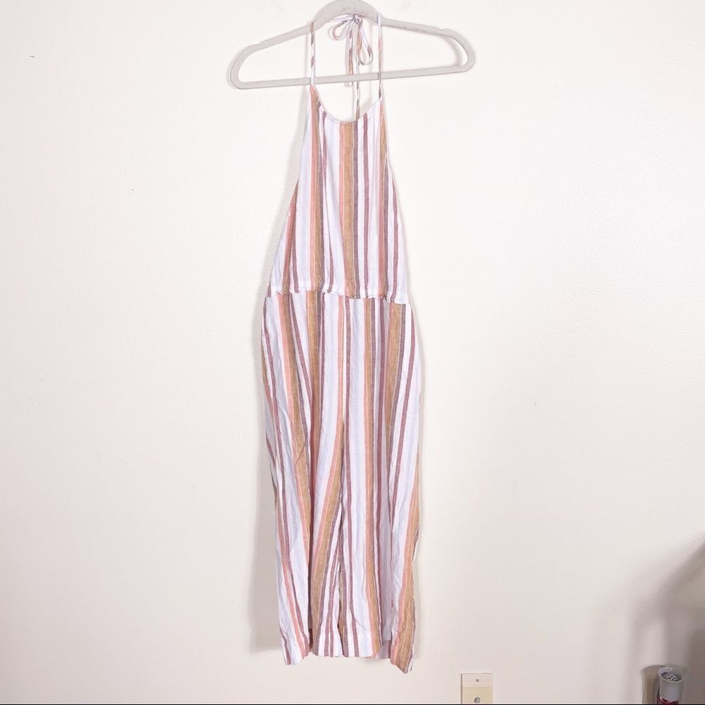 Cloth & Stone Anthropologie Striped Halter Jumpsuit Size Medium